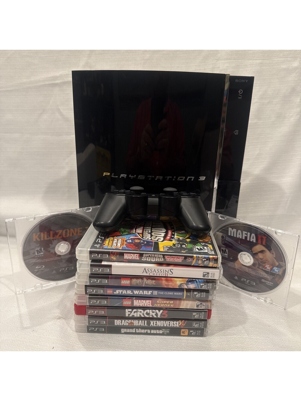 Sony PlayStation 3PS3 CECHA01 Backwards Compatible 60GB W/ Controller & 10 Games